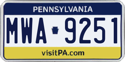 PA license plate MWA9251
