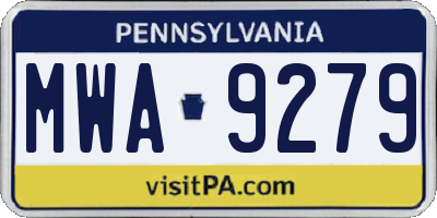 PA license plate MWA9279
