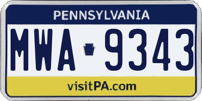 PA license plate MWA9343