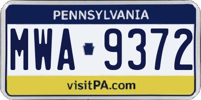 PA license plate MWA9372