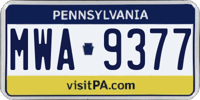 PA license plate MWA9377