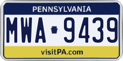 PA license plate MWA9439