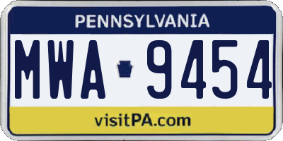 PA license plate MWA9454