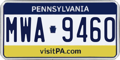 PA license plate MWA9460