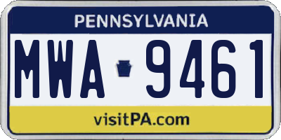 PA license plate MWA9461