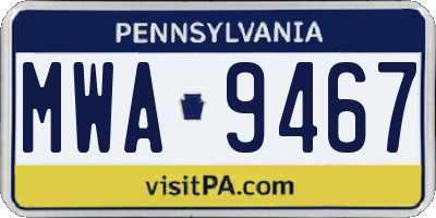 PA license plate MWA9467