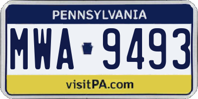 PA license plate MWA9493