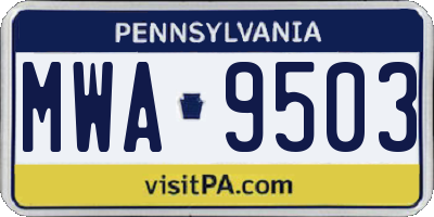 PA license plate MWA9503