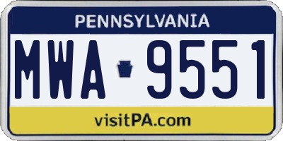 PA license plate MWA9551