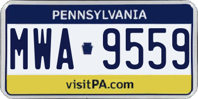 PA license plate MWA9559