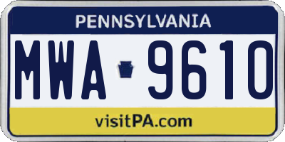 PA license plate MWA9610