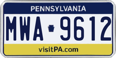 PA license plate MWA9612