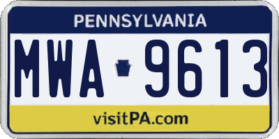 PA license plate MWA9613