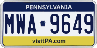 PA license plate MWA9649