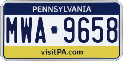 PA license plate MWA9658