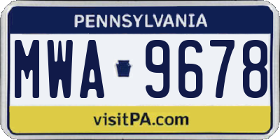 PA license plate MWA9678