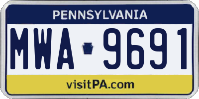 PA license plate MWA9691