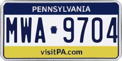 PA license plate MWA9704