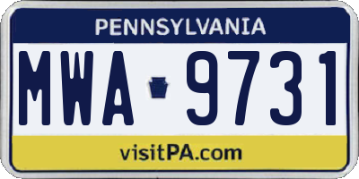 PA license plate MWA9731