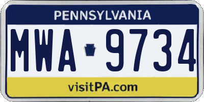 PA license plate MWA9734