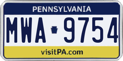 PA license plate MWA9754