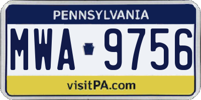 PA license plate MWA9756
