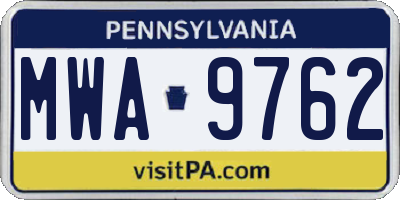 PA license plate MWA9762