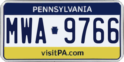 PA license plate MWA9766