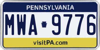 PA license plate MWA9776