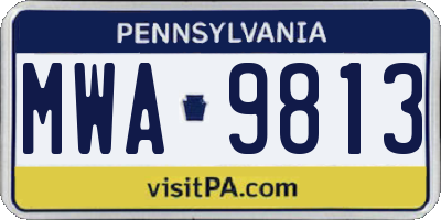 PA license plate MWA9813