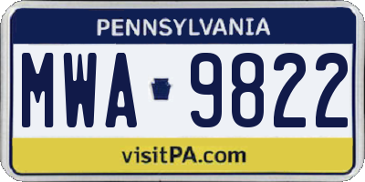 PA license plate MWA9822