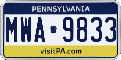 PA license plate MWA9833