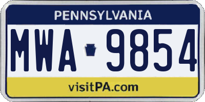 PA license plate MWA9854