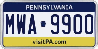 PA license plate MWA9900