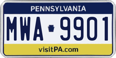 PA license plate MWA9901
