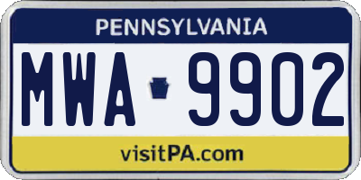 PA license plate MWA9902