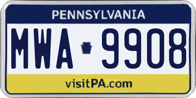 PA license plate MWA9908