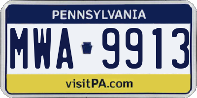 PA license plate MWA9913