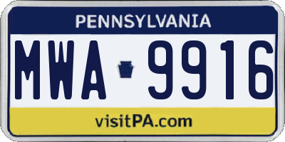 PA license plate MWA9916