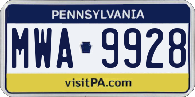 PA license plate MWA9928