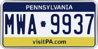 PA license plate MWA9937