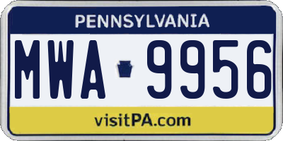 PA license plate MWA9956