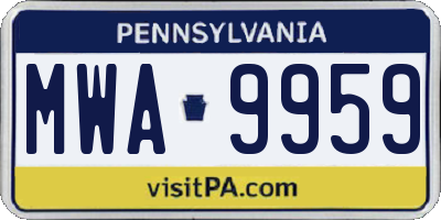 PA license plate MWA9959