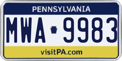 PA license plate MWA9983