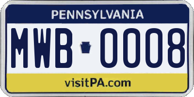 PA license plate MWB0008