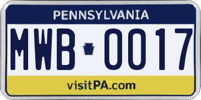 PA license plate MWB0017