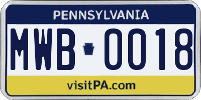 PA license plate MWB0018