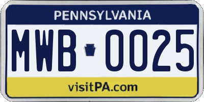 PA license plate MWB0025