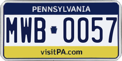 PA license plate MWB0057