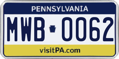 PA license plate MWB0062